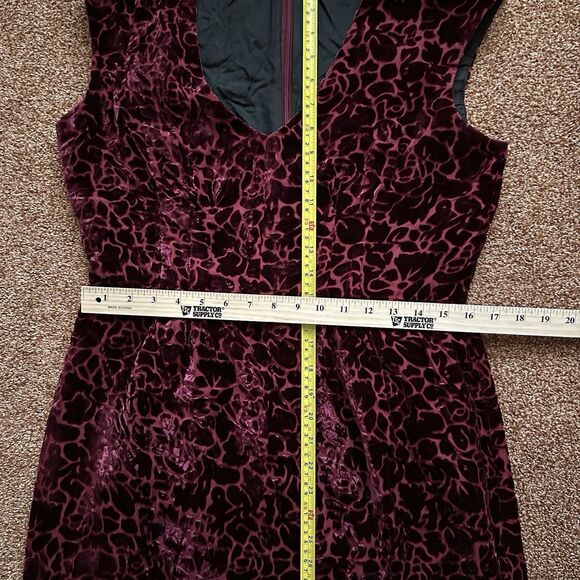 Muse Boston Proper Velvet Dress 12 Midi Sleeveless Floral Burgundy - Picture 6 of 10